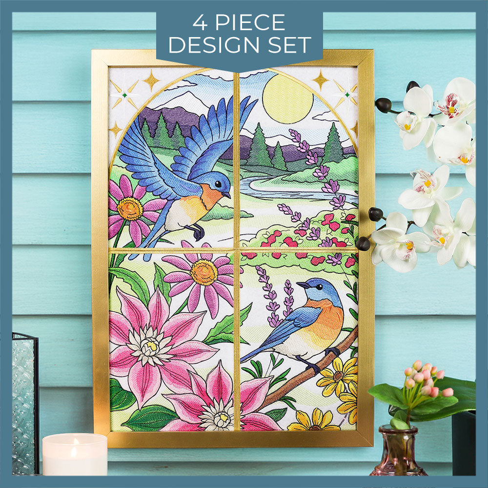 Summer Bluebirds Panel Scene