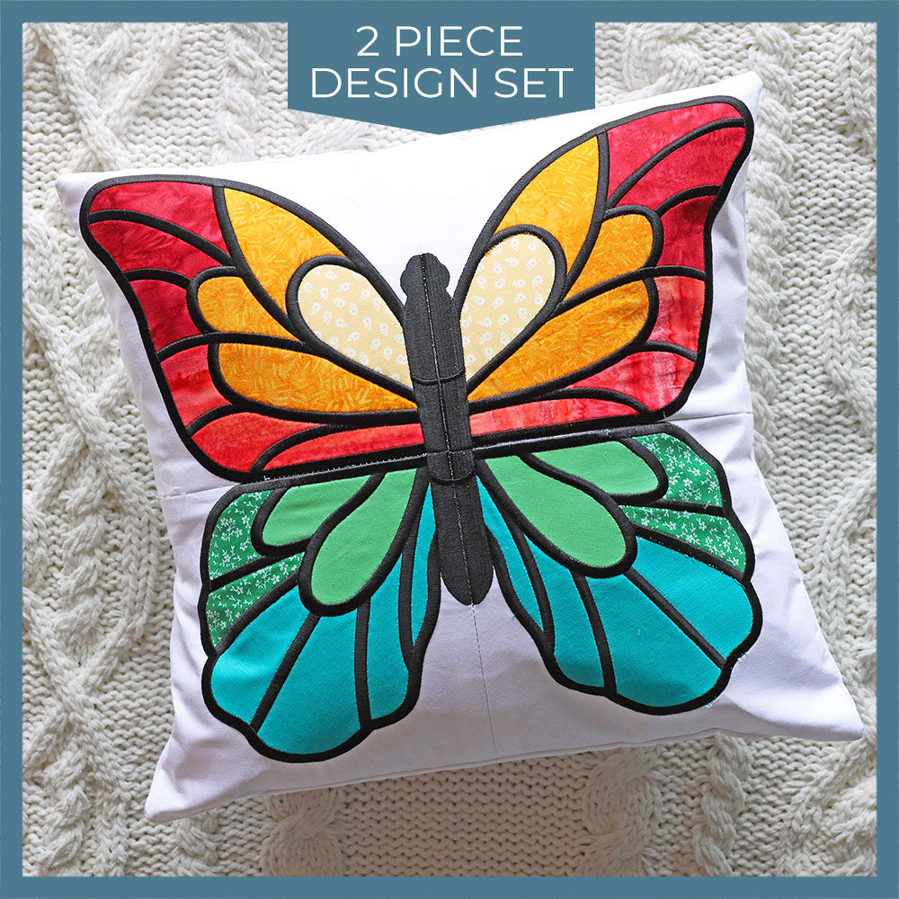 Rainbow Butterfly Pillow Set (Applique)