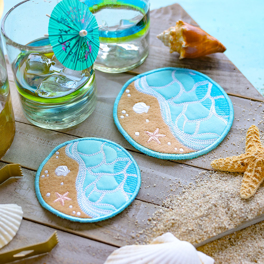 Beach Time Coaster (In-the-Hoop)
