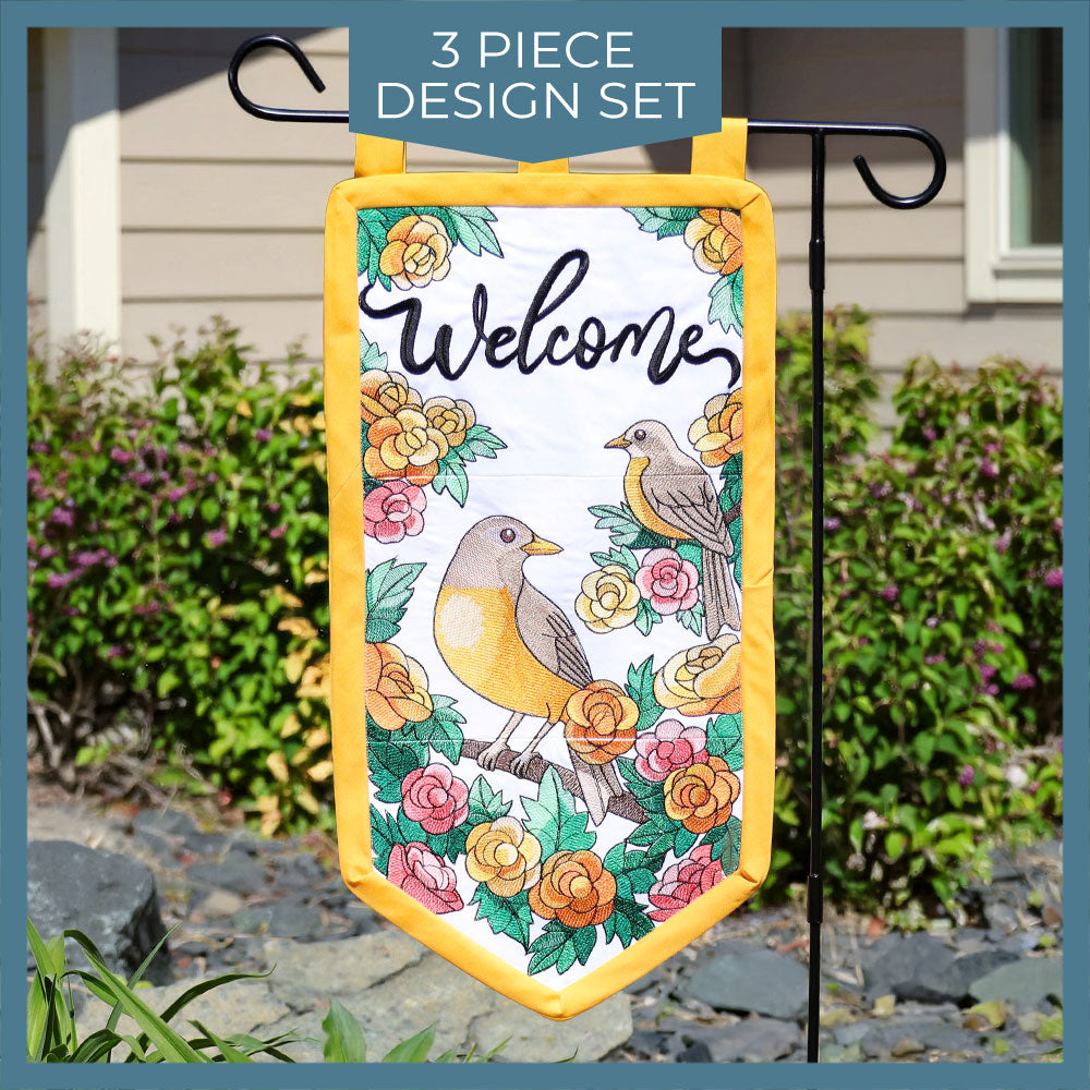 Welcome Robin Garden Flag