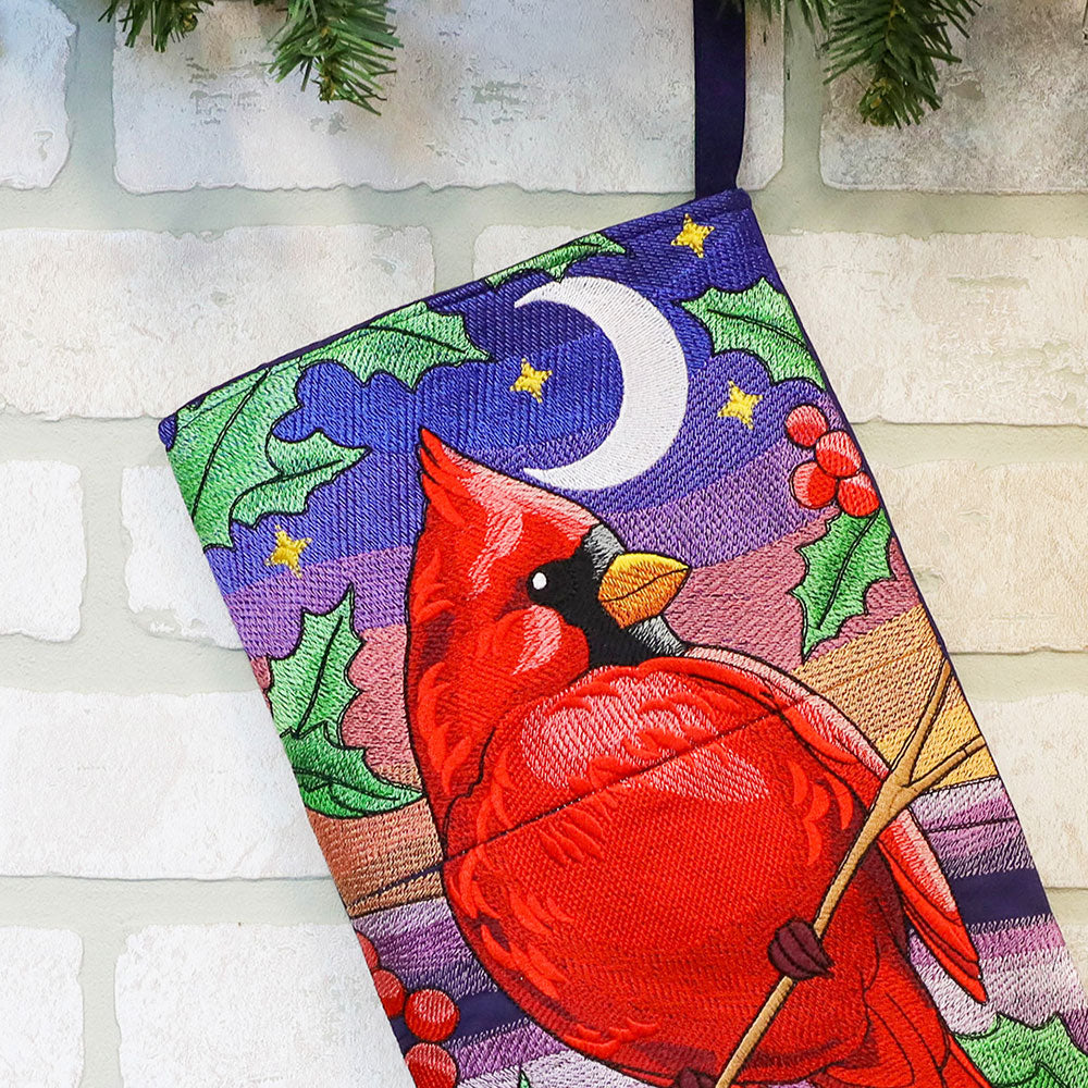 Christmas Night Cardinal Stocking Set