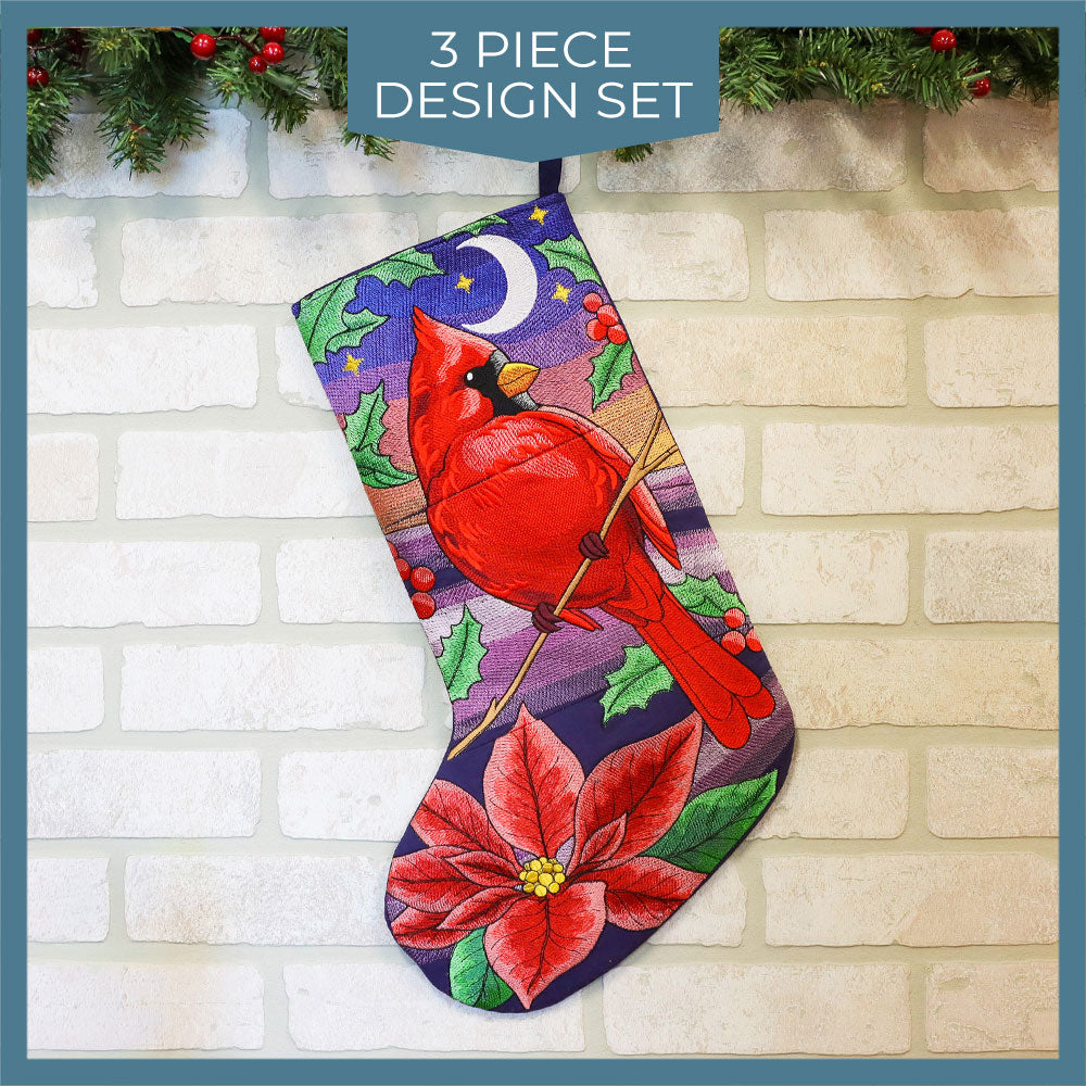 Christmas Night Cardinal Stocking Set