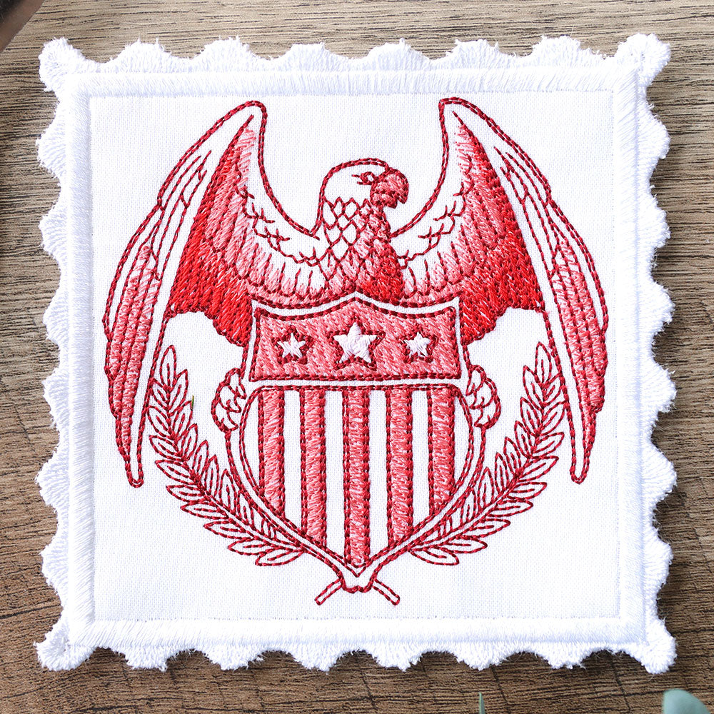 Lace Edge Americana Stamp Coaster - Eagle (In-the-Hoop)