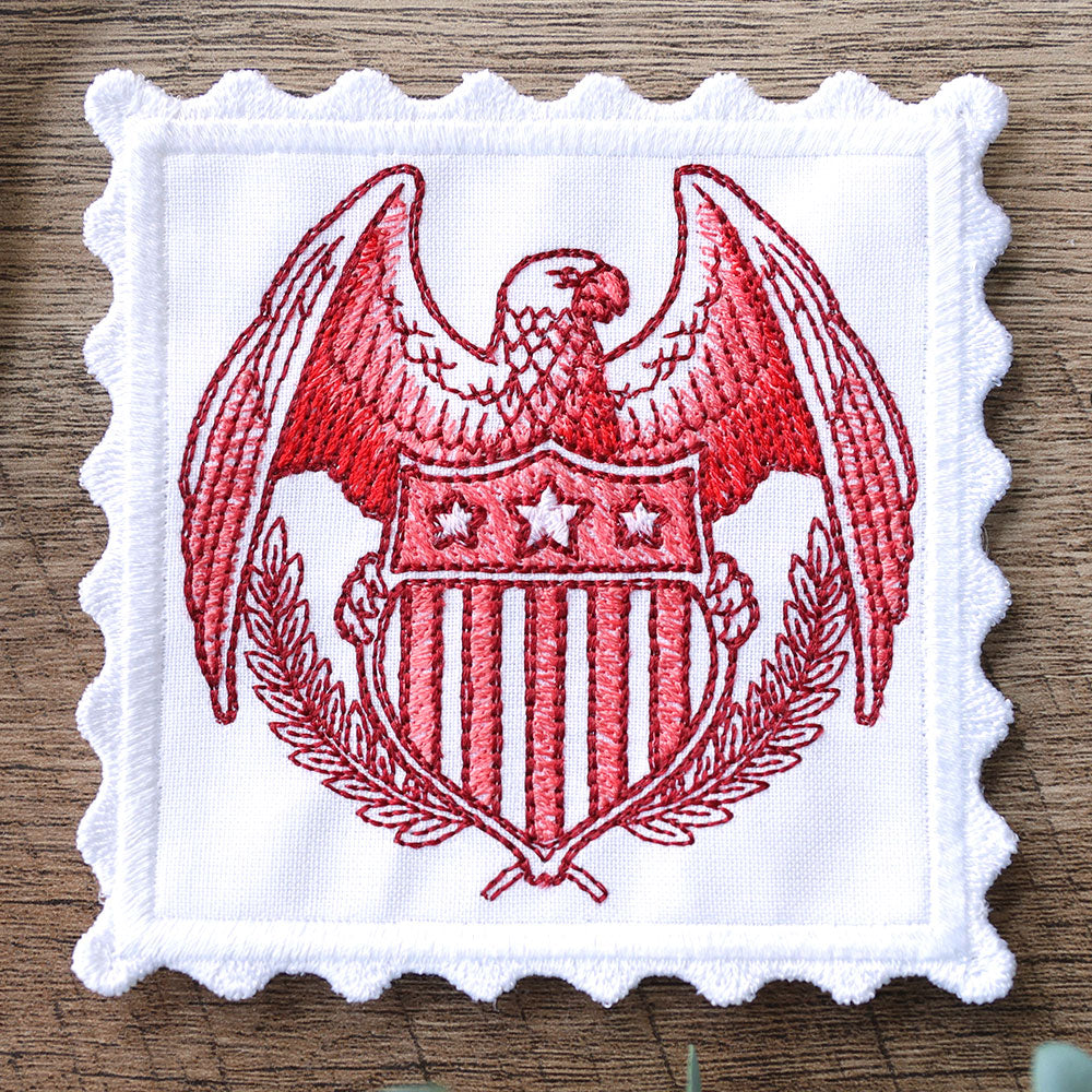 Lace Edge Americana Stamp Coaster - Eagle (In-the-Hoop)