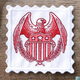 Lace Edge Americana Stamp Coaster - Eagle (In-the-Hoop)