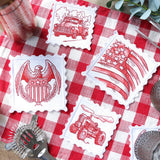Lace Edge Americana Stamp Coaster - Flag (In-the-Hoop)