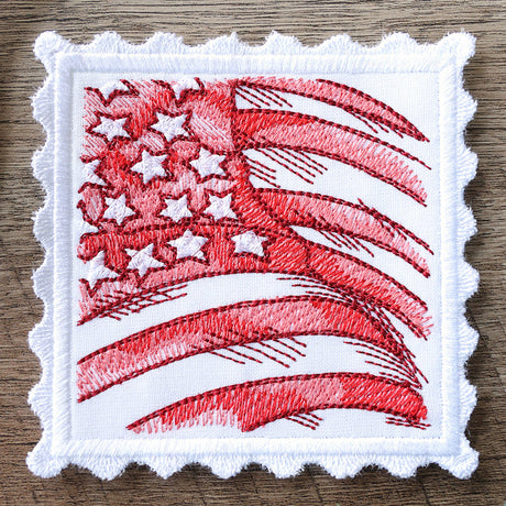 Lace Edge Americana Stamp Coaster - Flag (In-the-Hoop)