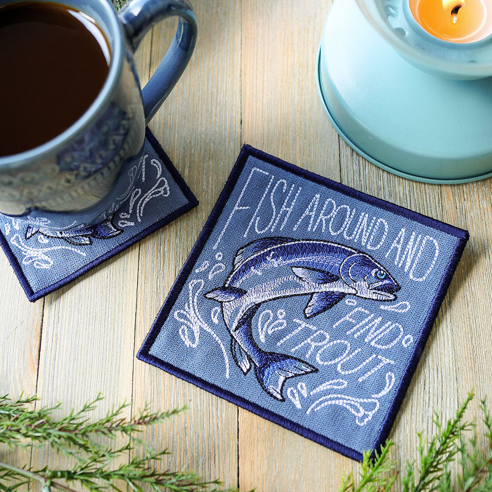Fish Around and Find Trout Coaster (In-the-Hoop)