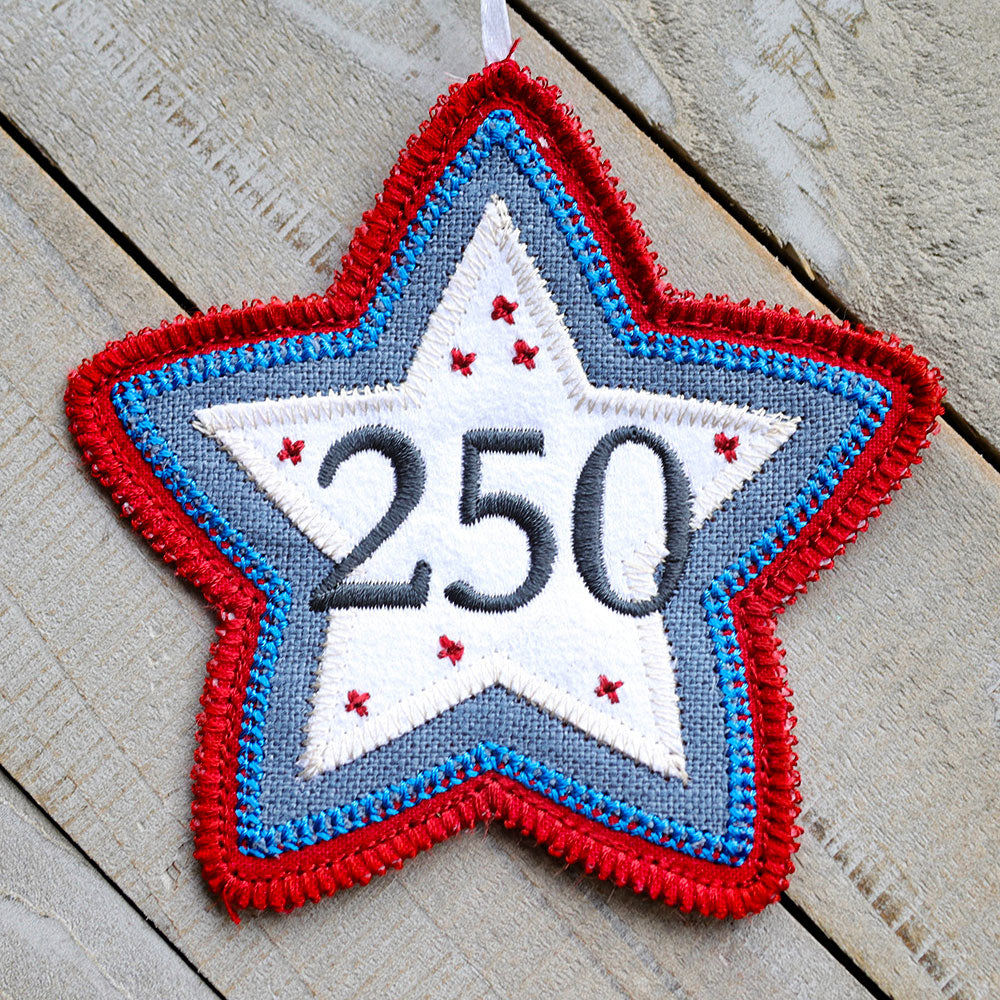 America 250th Anniversary Star Ornament (In-the-Hoop)