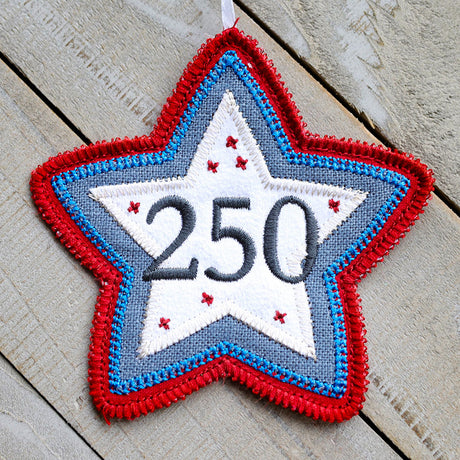 America 250th Anniversary Star Ornament (In-the-Hoop)