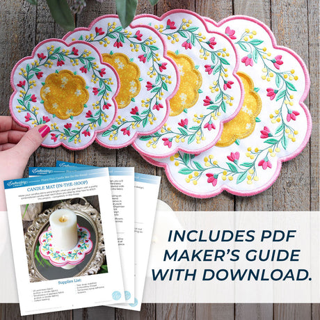 Floral Flair Candle Mat (In-the-Hoop)