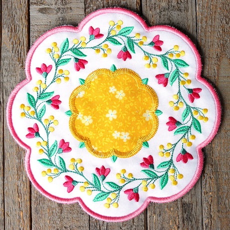 Floral Flair Candle Mat (In-the-Hoop)