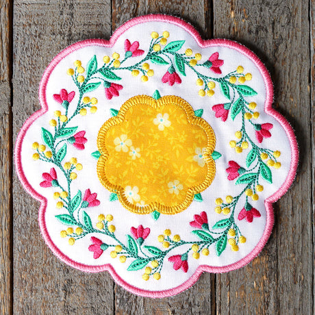 Floral Flair Candle Mat (In-the-Hoop)