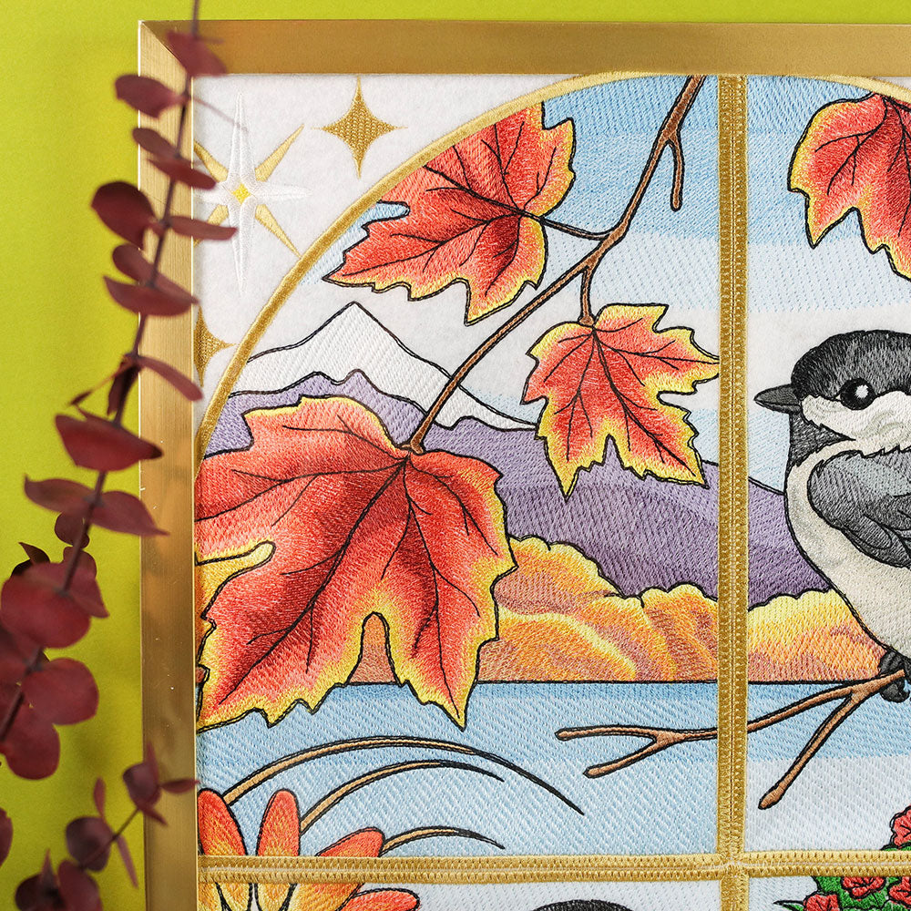 Autumn Chickadees Panel Scene