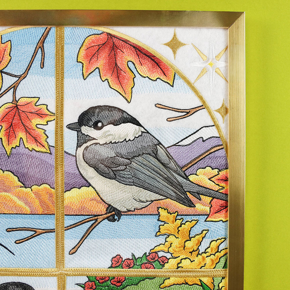 Autumn Chickadees Panel Scene