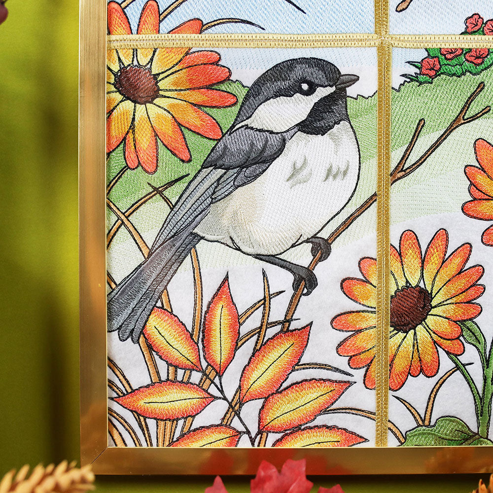 Autumn Chickadees Panel Scene