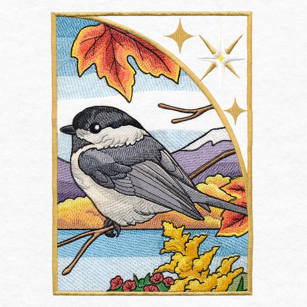 Autumn Chickadees Panel Scene