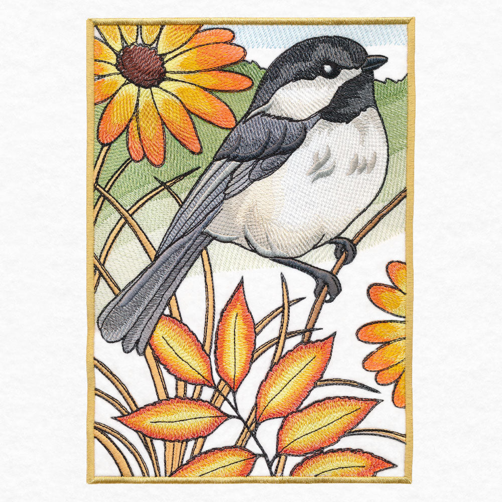 Autumn Chickadees Panel Scene