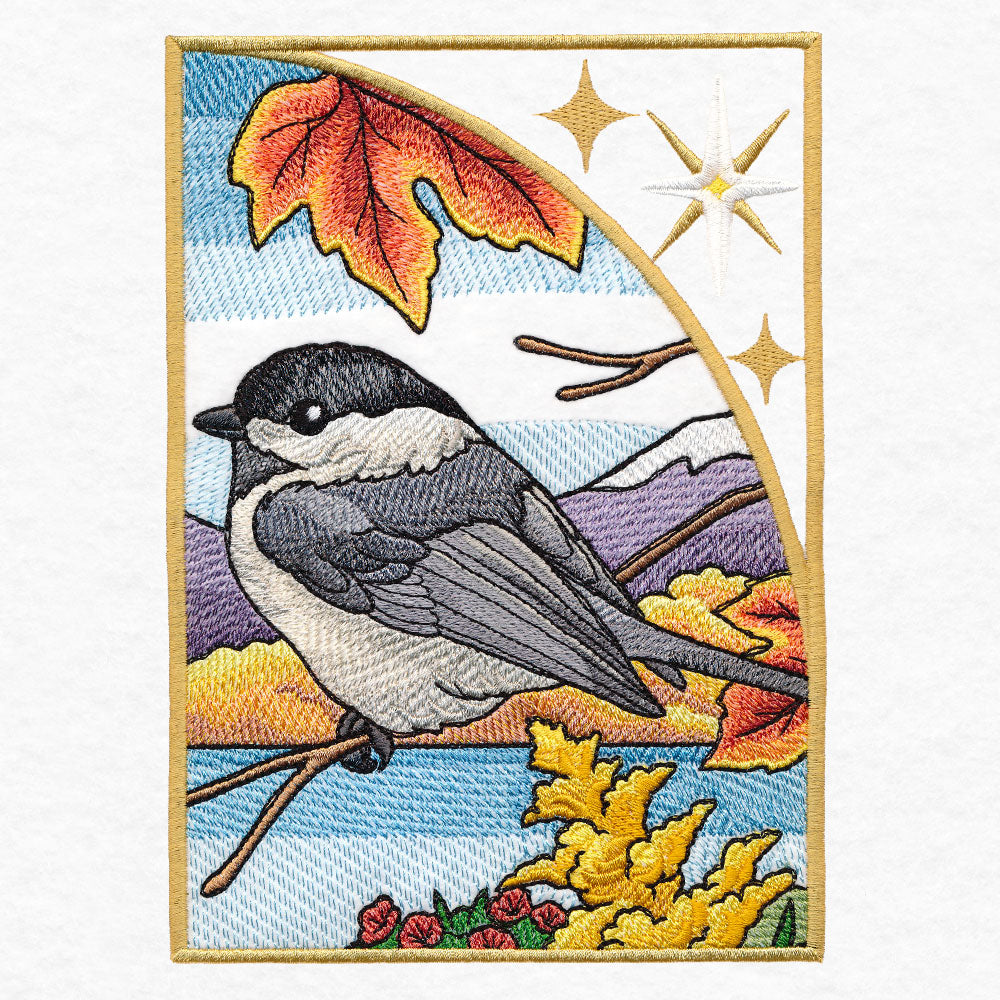 Autumn Chickadees Panel Scene