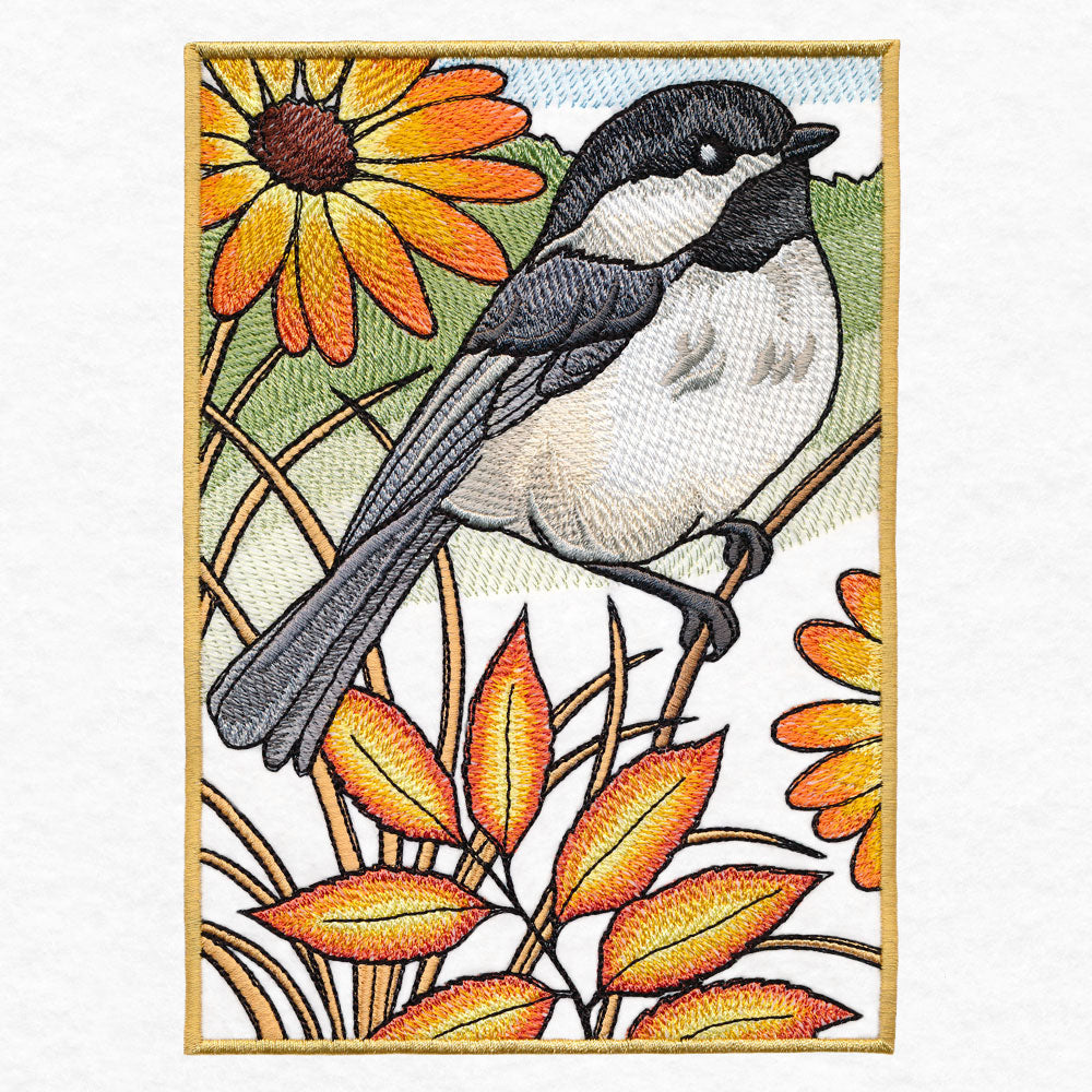 Autumn Chickadees Panel Scene