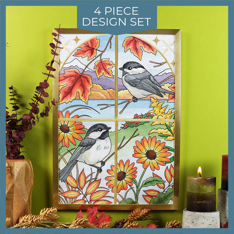 Autumn Chickadees Panel Scene
