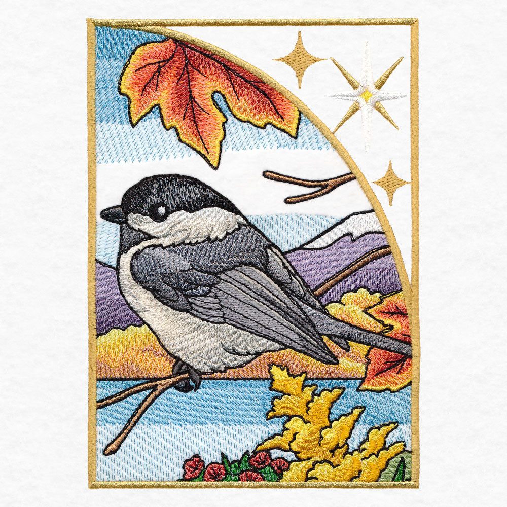 Autumn Chickadees Panel Scene
