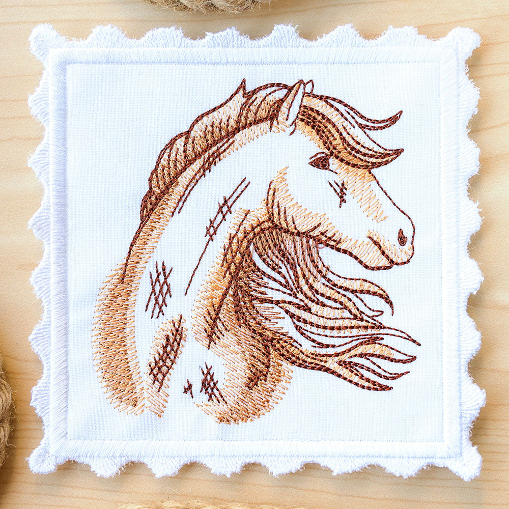 Western Stamp Coaster - Horse (In-the-Hoop)