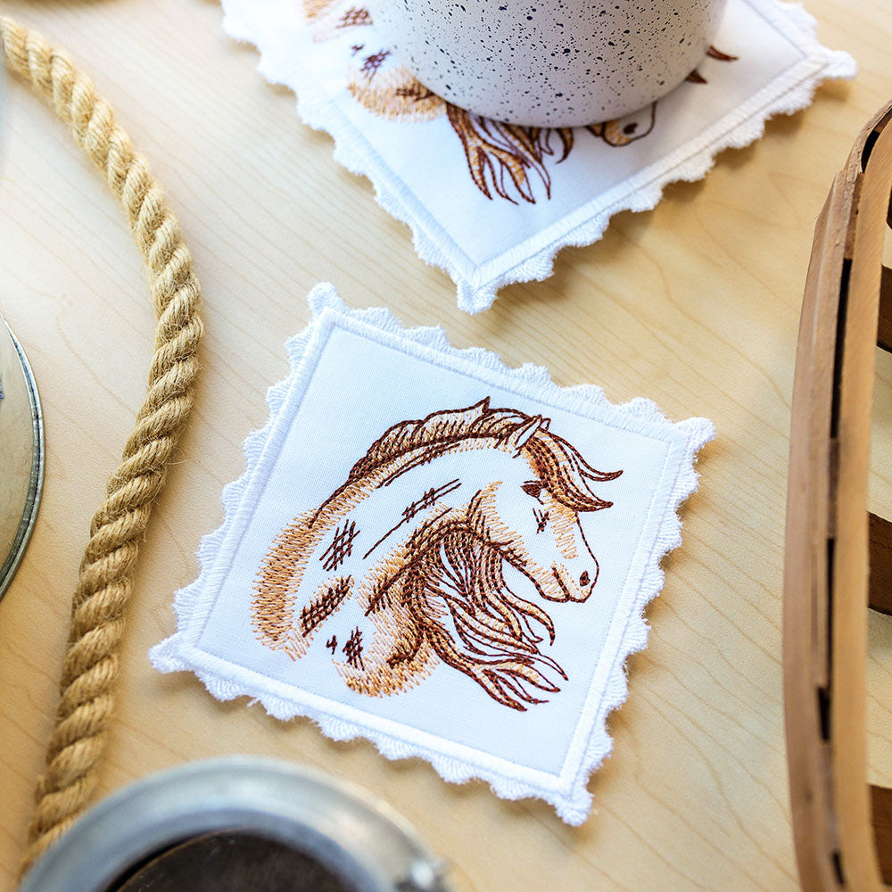 Western Stamp Coaster - Horse (In-the-Hoop)