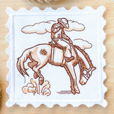 Western Stamp Coaster - Cowboy (In-the-Hoop)
