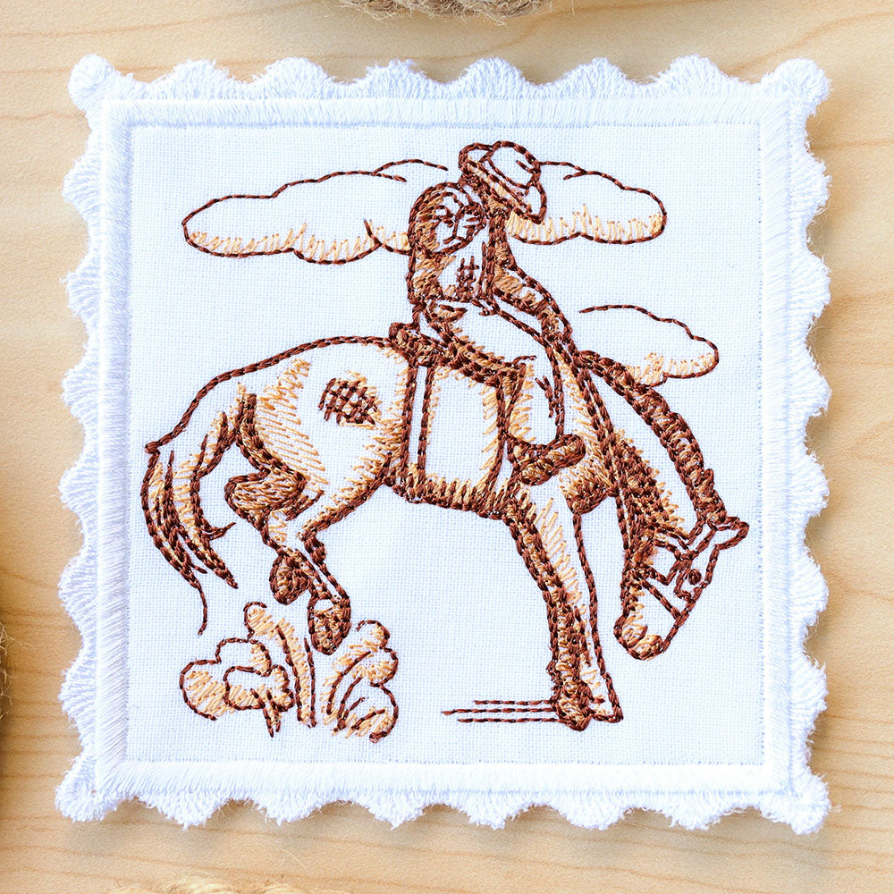 Western Stamp Coaster - Cowboy (In-the-Hoop)