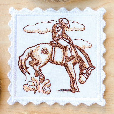 Western Stamp Coaster - Cowboy (In-the-Hoop)