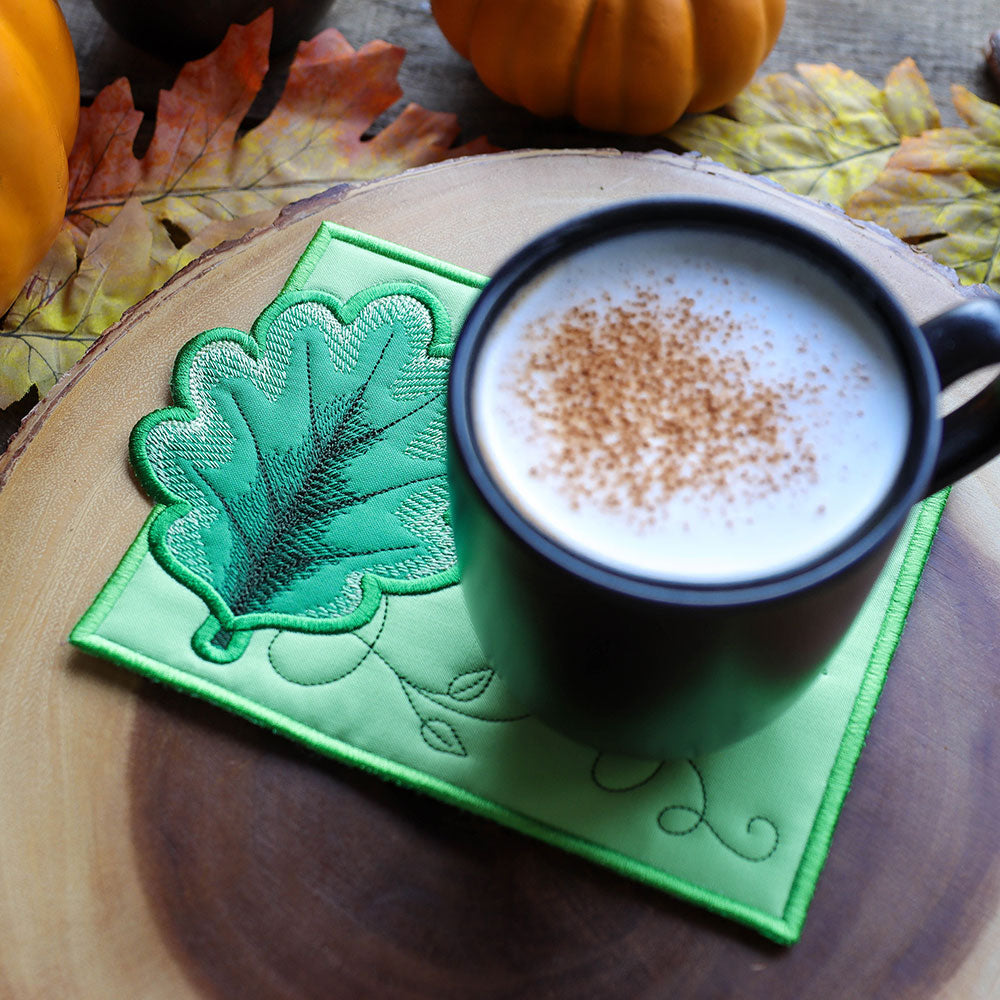Oak Leaf Mug Rug (In-the-Hoop)