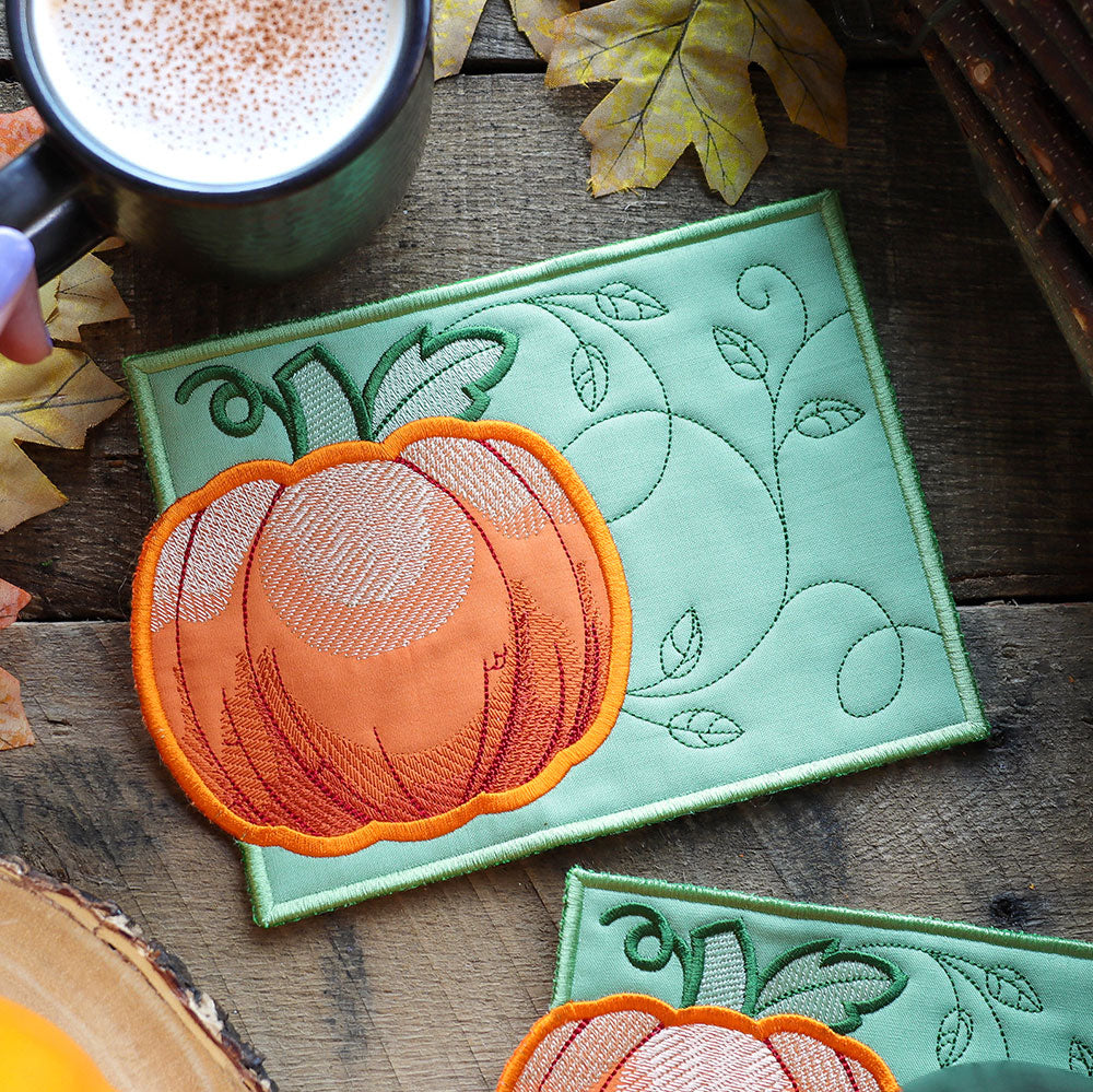 Pumpkin Mug Rug (In-the-Hoop)
