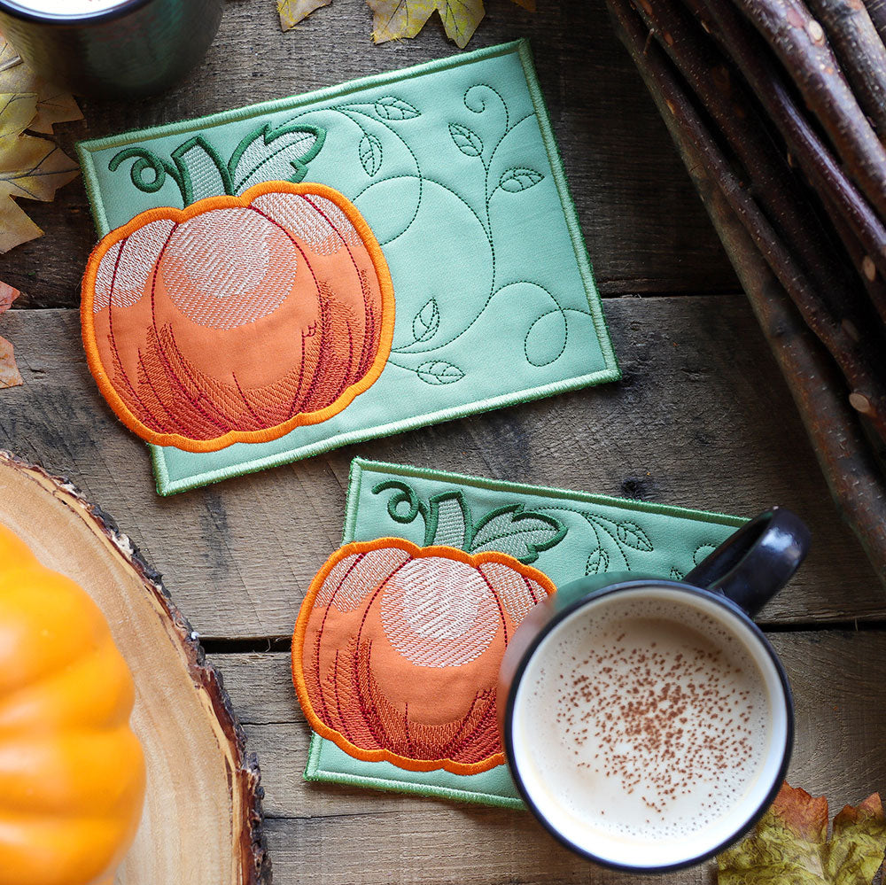 Pumpkin Mug Rug (In-the-Hoop)