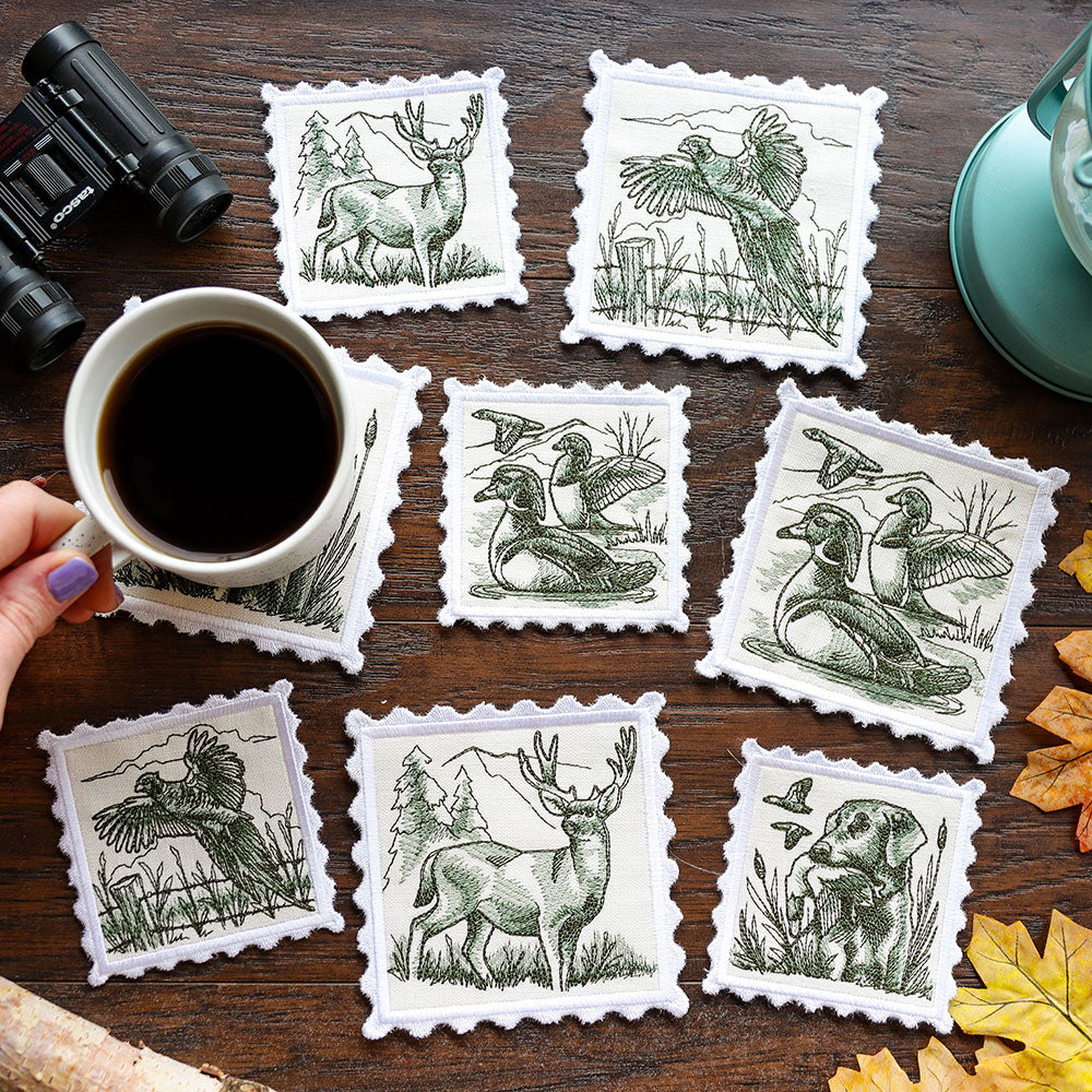 Hunting Stamp Coaster - Pheasant (In-the-Hoop)