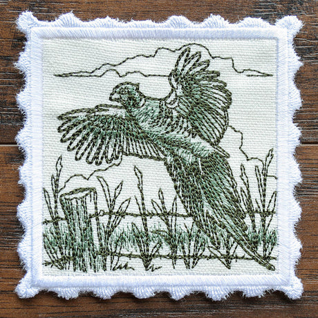 Hunting Stamp Coaster - Pheasant (In-the-Hoop)