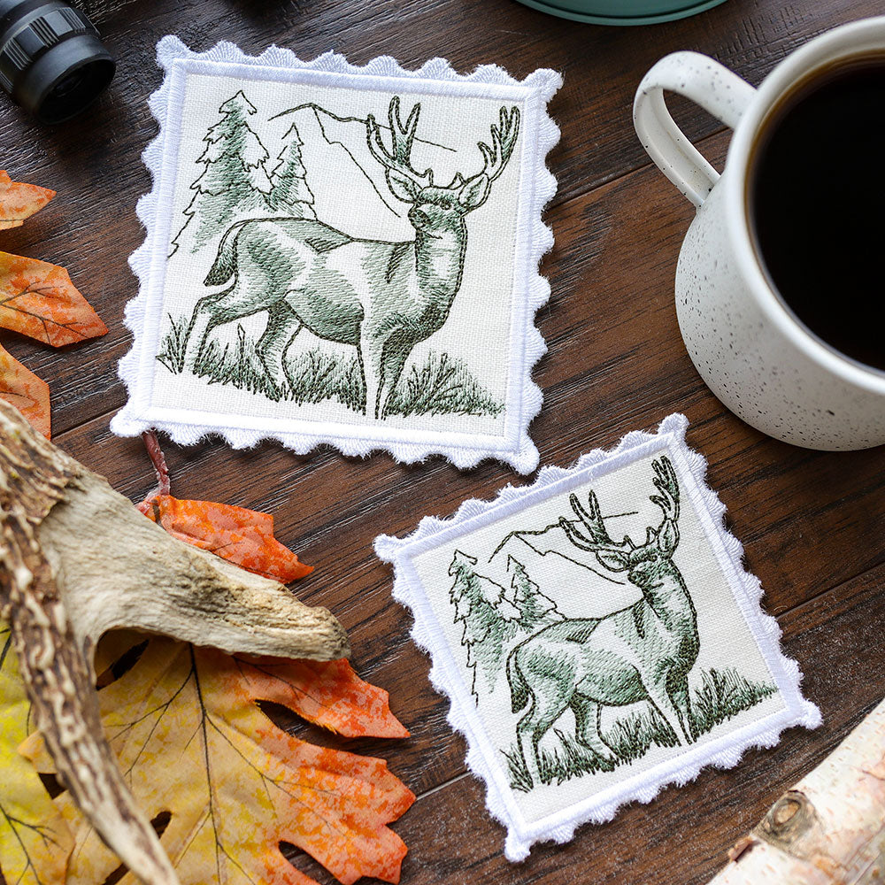 Hunting Stamp Coaster - Deer (In-the-Hoop)