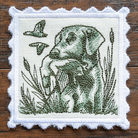 Hunting Stamp Coaster - Dog (In-the-Hoop)