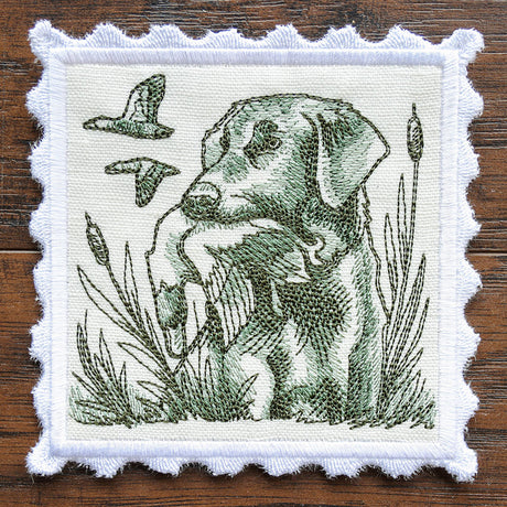 Hunting Stamp Coaster - Dog (In-the-Hoop)