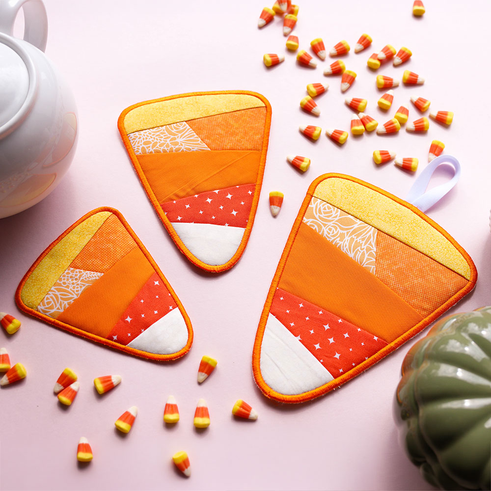 Crazy Patchwork Candy Corn Trivet (In-the-Hoop)