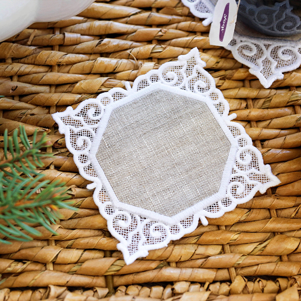 Blank Lace Edge Christmas Coaster (In-the-Hoop)