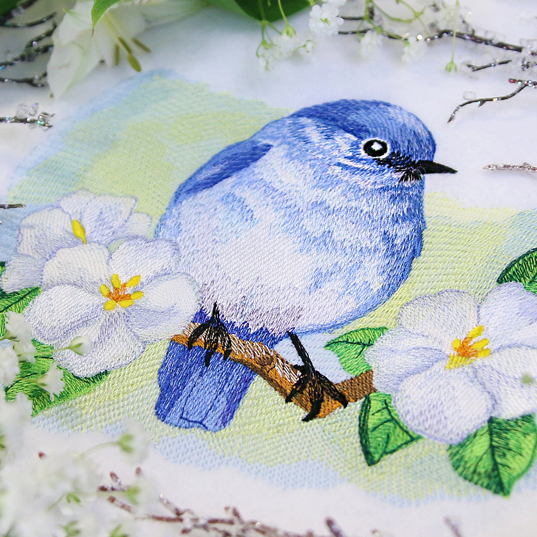 Blossoms & Bluebird in Watercolor