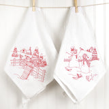 Classic Christmas Scene - Snowmen with Pup (Redwork)