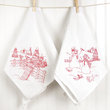 Classic Christmas Scene - Toboggan (Redwork)