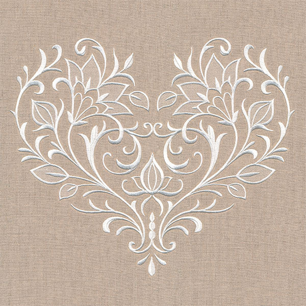 Exquisite Blooming Heart (Whitework)