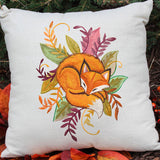 Fox and Leaves in Watercolor