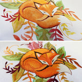 Fox and Leaves in Watercolor