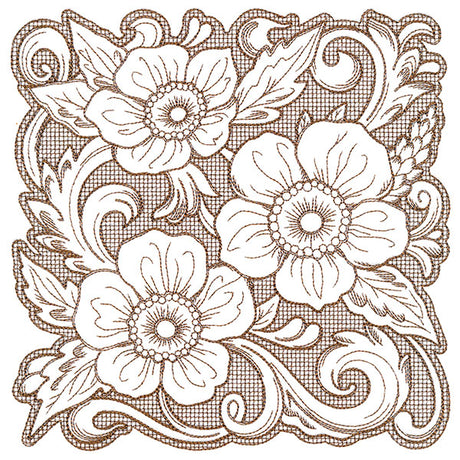 Arizona Poppy Square (Trapunto)