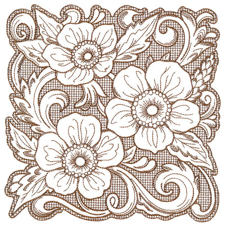 Arizona Poppy Square (Trapunto)