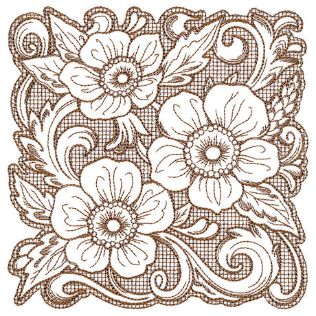 Arizona Poppy Square (Trapunto)